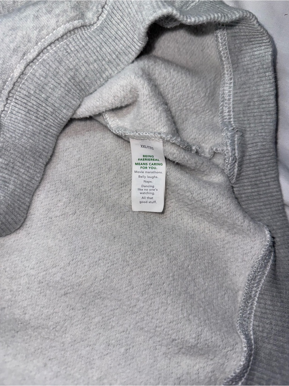 aerie Light Gray Waffle textured lined Collar Pullover oversized sweater - Picture 6 of 7